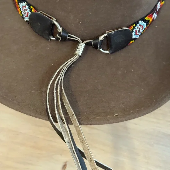 VintageBeaded Band 100% WOOL lite felt hat crushable water repellent-made in USA - Picture 5 of 9